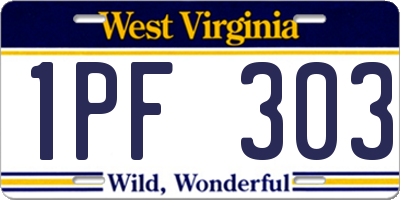 WV license plate 1PF303