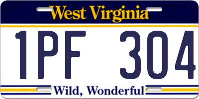 WV license plate 1PF304