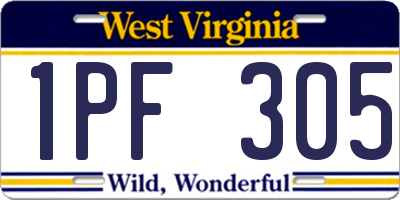 WV license plate 1PF305