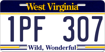 WV license plate 1PF307