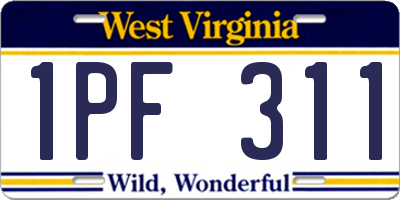 WV license plate 1PF311