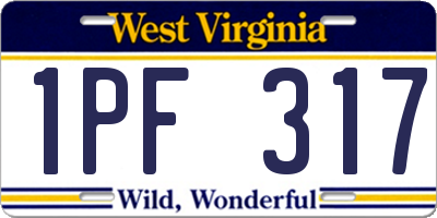 WV license plate 1PF317