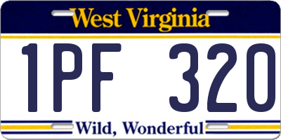 WV license plate 1PF320