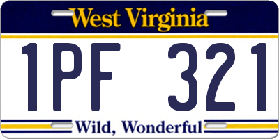 WV license plate 1PF321
