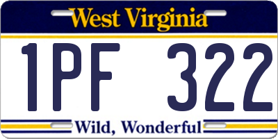 WV license plate 1PF322