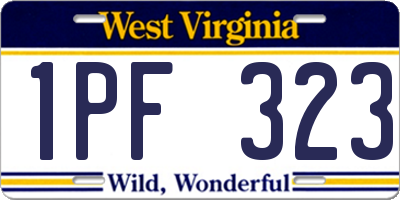 WV license plate 1PF323