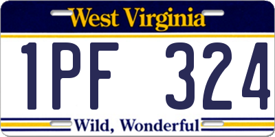 WV license plate 1PF324