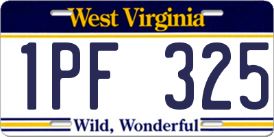 WV license plate 1PF325