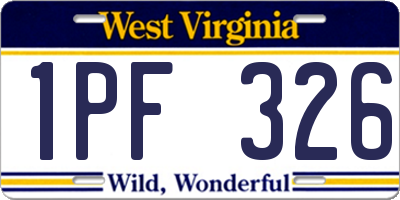 WV license plate 1PF326