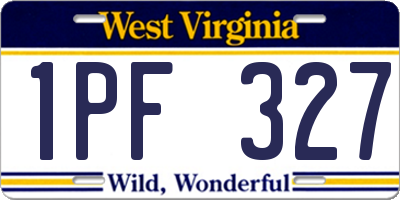 WV license plate 1PF327