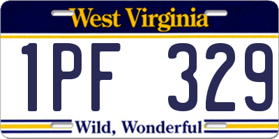 WV license plate 1PF329