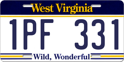 WV license plate 1PF331