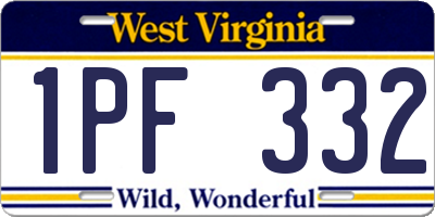 WV license plate 1PF332