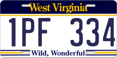 WV license plate 1PF334