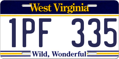 WV license plate 1PF335