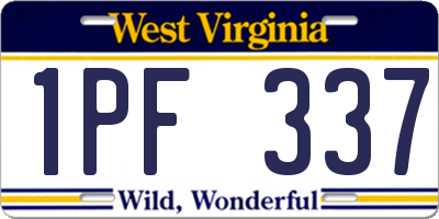 WV license plate 1PF337