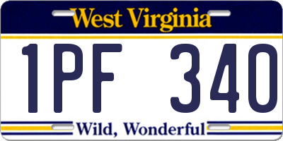 WV license plate 1PF340