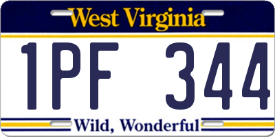 WV license plate 1PF344