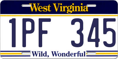 WV license plate 1PF345