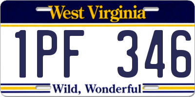 WV license plate 1PF346