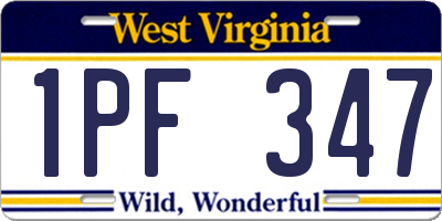 WV license plate 1PF347