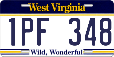 WV license plate 1PF348