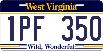 WV license plate 1PF350