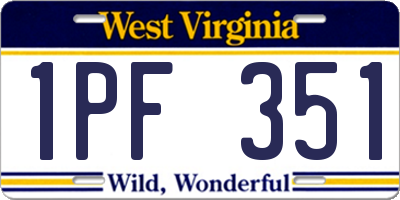 WV license plate 1PF351