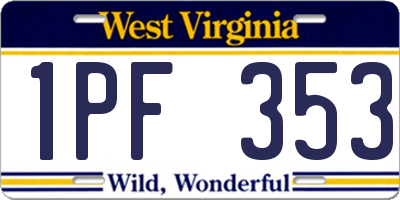 WV license plate 1PF353