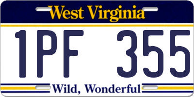 WV license plate 1PF355