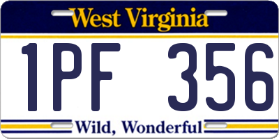 WV license plate 1PF356