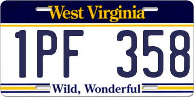 WV license plate 1PF358