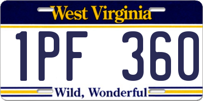 WV license plate 1PF360