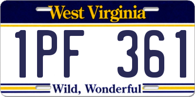 WV license plate 1PF361