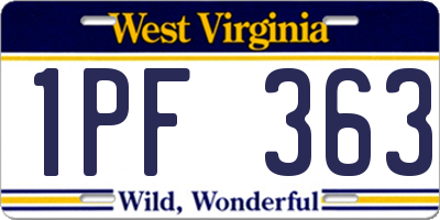 WV license plate 1PF363