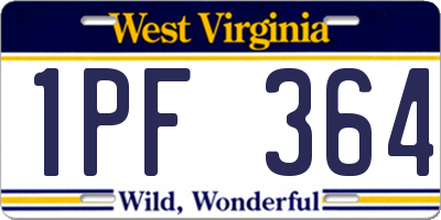 WV license plate 1PF364
