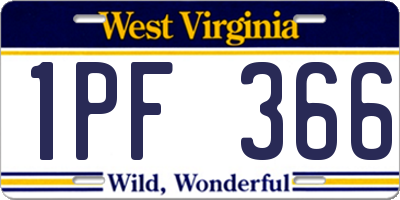 WV license plate 1PF366