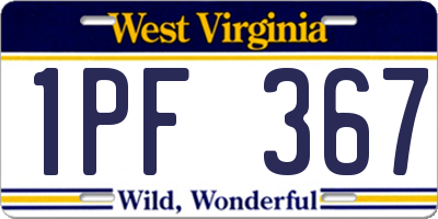WV license plate 1PF367