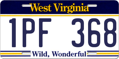 WV license plate 1PF368