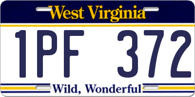WV license plate 1PF372