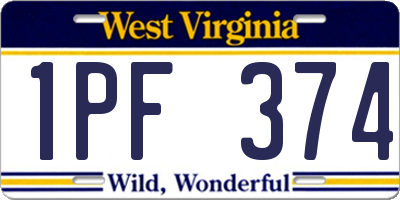 WV license plate 1PF374
