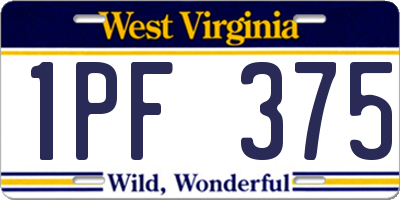 WV license plate 1PF375