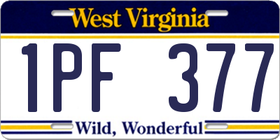 WV license plate 1PF377