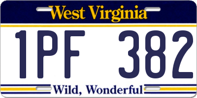 WV license plate 1PF382