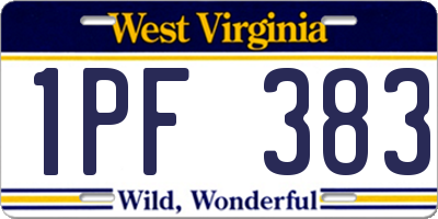 WV license plate 1PF383