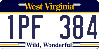 WV license plate 1PF384