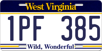 WV license plate 1PF385