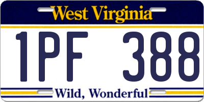 WV license plate 1PF388