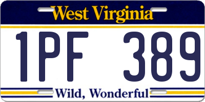 WV license plate 1PF389