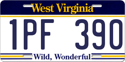 WV license plate 1PF390